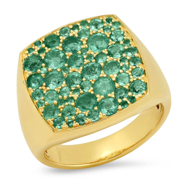 Eriness 14K Yellow Emerald Cushion Signet Ring