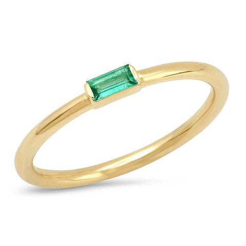 Eriness Emerald Baguette Solitare Ring