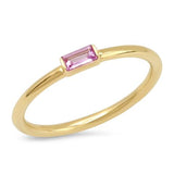 Eriness Pink Sapphire Baguette Solitare Ring