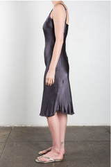 Jane Dress in Vintage Satin - Graphite