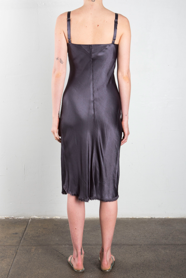 Jane Dress in Vintage Satin - Graphite