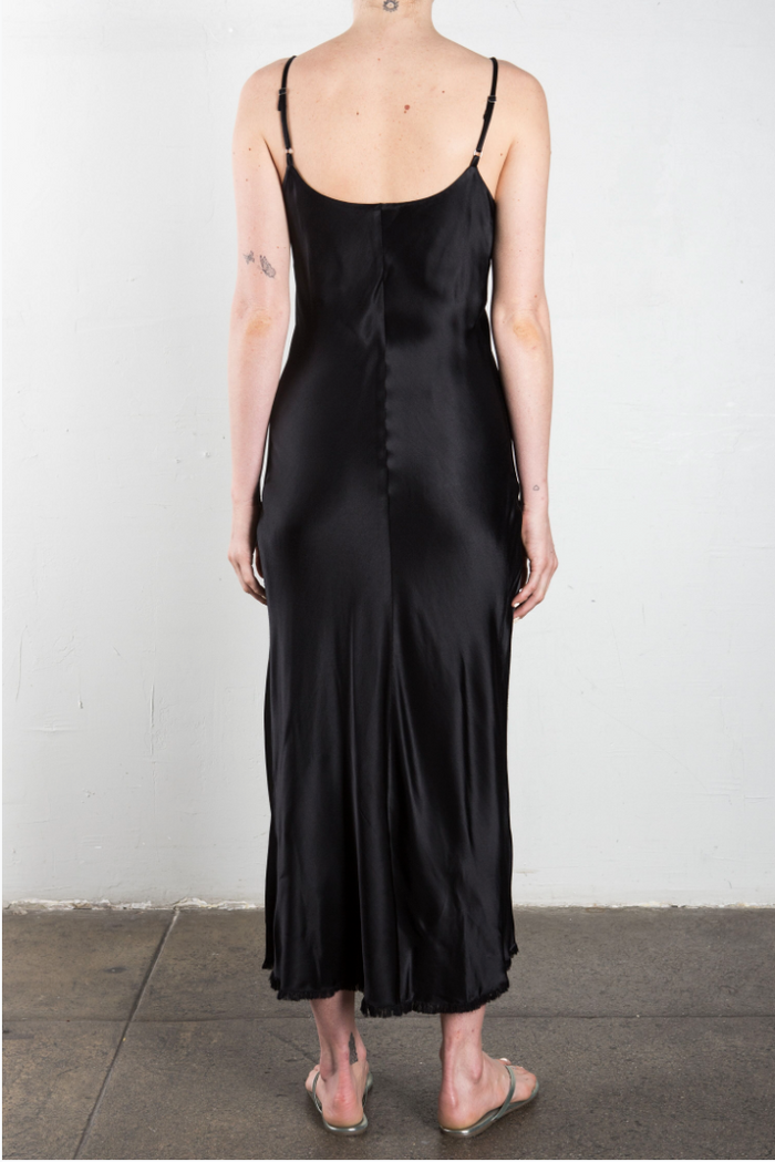 Farrah Slip Dress in Vintage Satin - Black  GUILD