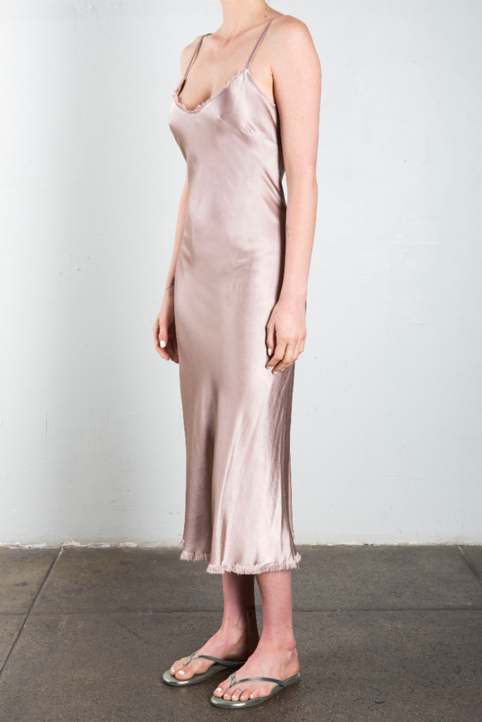 Nude satin slip dress hotsell