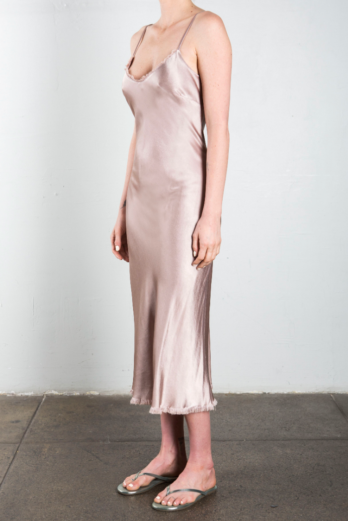 Nude satin slip dress hot sale