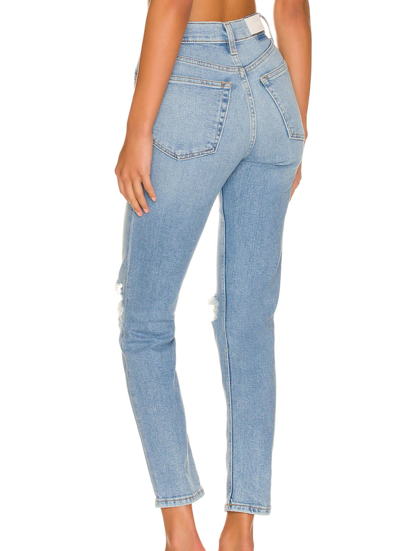 RE/DONE 90s High Rise Ankle Crop - Destroyed Sand Blue
