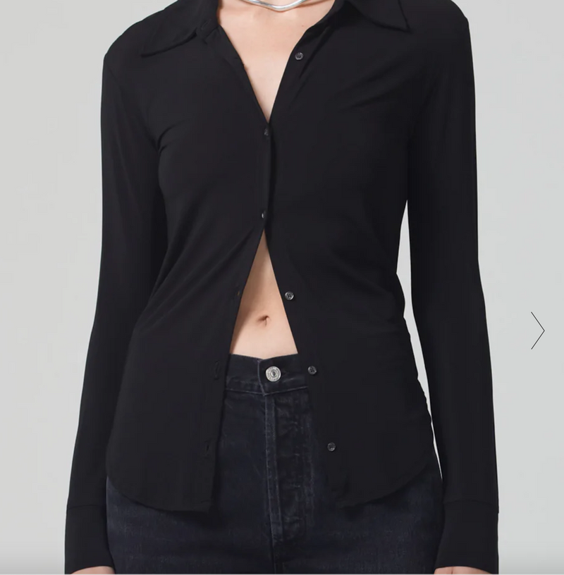 Citizens of Humanity Dahlia Mesh Button Down - Black
