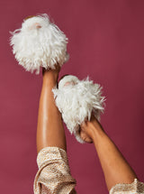 Ariana Bohling Suri Alpaca Slipper Slide - White
