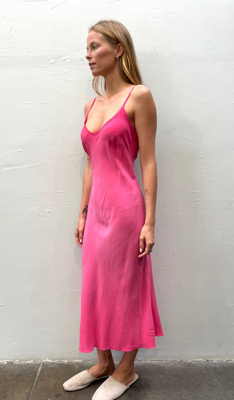 Farrah Slip Dress in Cupro - Raspberry