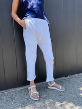 Erika Drop Pant in French Terry - White