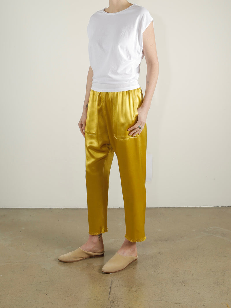 Erika Drop Pant in Vintage Satin - Sun