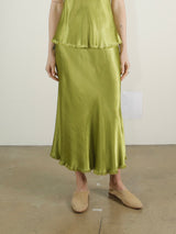 Riley Skirt in Vintage Satin - Lime