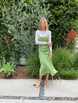 Farrah Slip Dress Vintage Satin - Green Apple