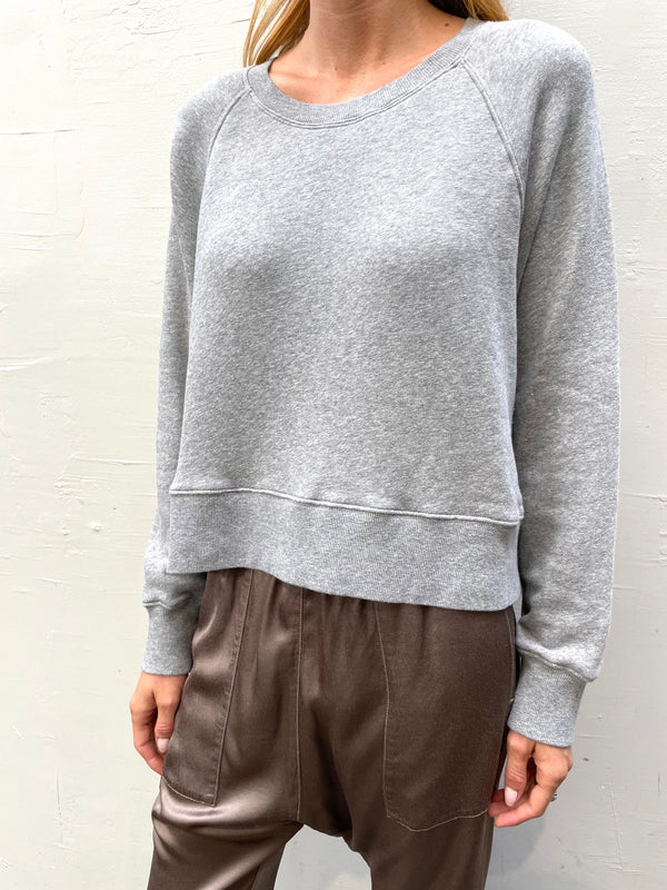 Sophia Crop Sweatshirt in Japanese French Terry - Heather Grey