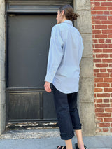R13 Drop Neck Oxford Shirt - Pinstripe Blue/White