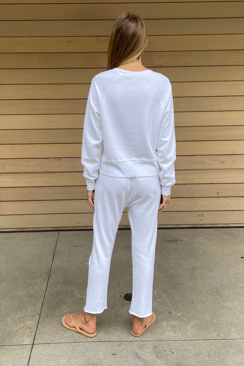 Erika Drop Pant in French Terry - White