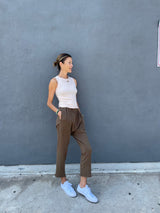 Athena Hi-Neck Tank in Featherweight Rib - Clay