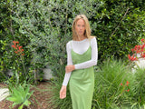 Farrah Slip Dress Vintage Satin - Green Apple